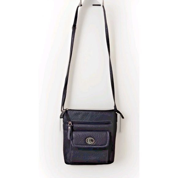 Aurielle Handbags - Aurielle Carryland Black Faux Leather 4 Pocket Crossbody Purse